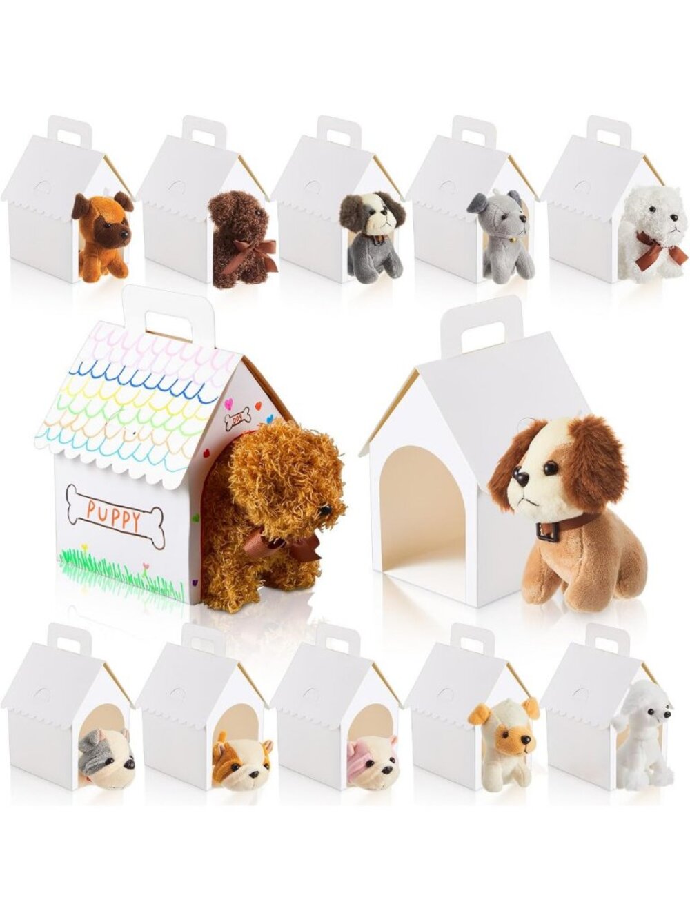 24 Pcs Puppy Party Favors - Mini Plush Dog Stuffed Animals & Favor Boxes